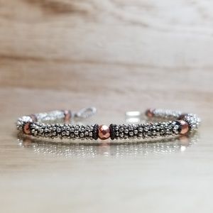 Faceted Hematite & Rose Gold Beaded Bracelet